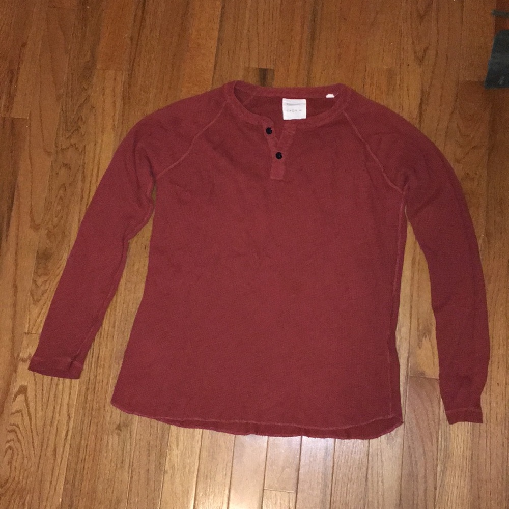 Billy Reid Orange Long Sleeve Henley Shirt